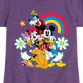 thumbnail image 3 of Disney - Character Group Rainbow Flower - Youth Girls Short Sleeve Graphic T-Shirt, 3 of 5