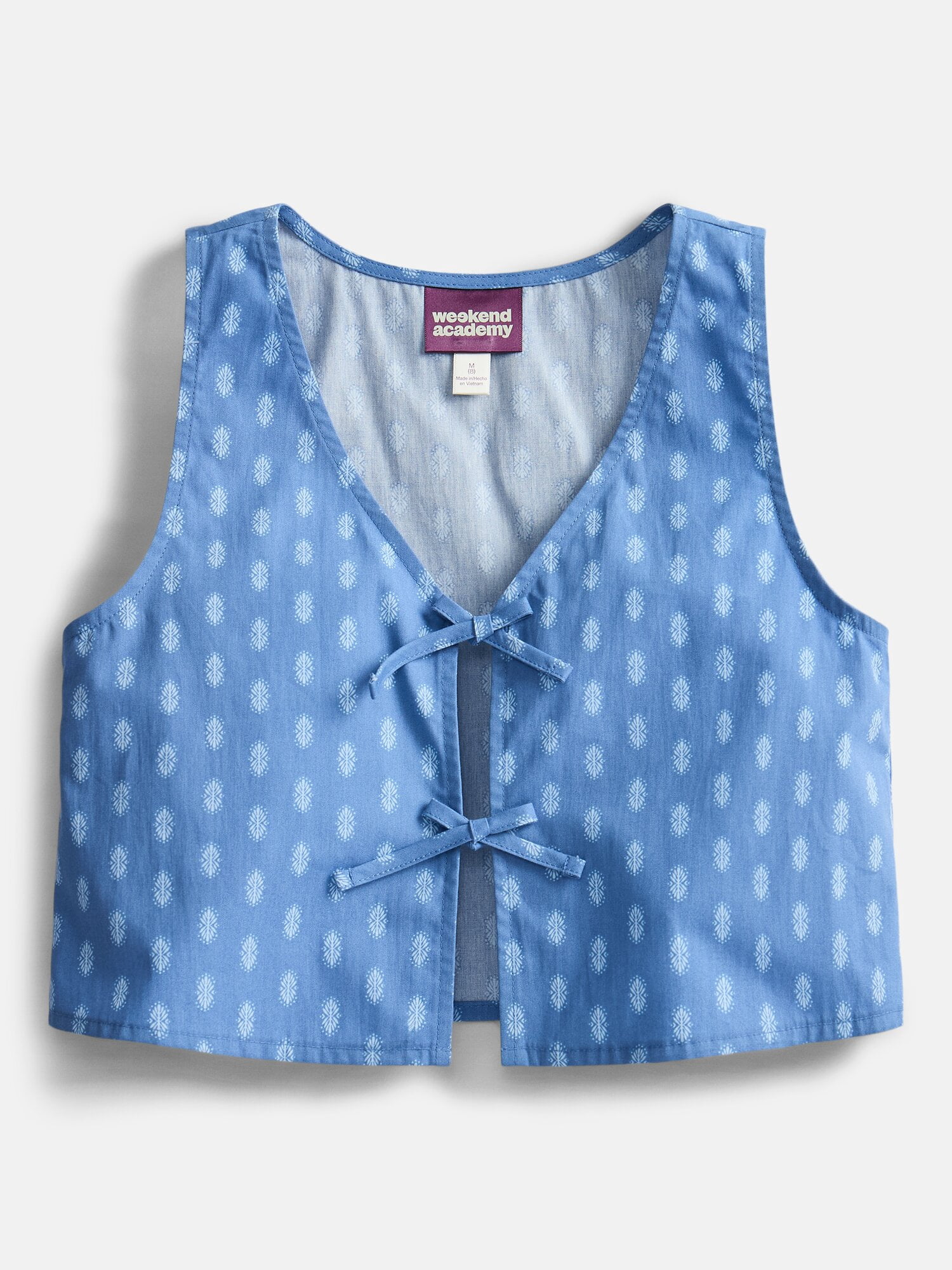 Weekend Academy Girls Printed Bow Cotton Vest, Sizes 4-18