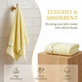 thumbnail image 3 of REGALWOVEN Floral Embroidered Hand Towels for Bathroom, 13 x 29 Inch Soft Absorbent Decorative Towel for Bath, Kitchen, Spa, Gym Light Yellow 2-Piece, 3 of 5