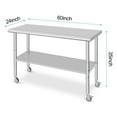 thumbnail image 3 of Stainless Steel Prep Table 60 x 24 Inches Kitchen Work Tables with Wheels NSF Commercial Worktable for Restaurant and Home, 3 of 9
