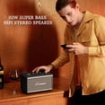 thumbnail image 2 of Lonzuer Retro Madera Portátil Inalámbrico 10000mAh Batería 80W Loud Bass Subwoofer TWS Altavoz Bluetooth con Entrada AUX, Ranura para Tarjeta SD, Puerto USB para Fiesta al Aire Libre (Negro), 2 of 5