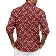 thumbnail image 3 of Fgvctg Long Sleeve Button Down Shirts for Men V Neck Shirts Dressy Date Day Love Heart Print Collared Blouse Plus Size Business Casual Outfits Red 4XL, 3 of 5