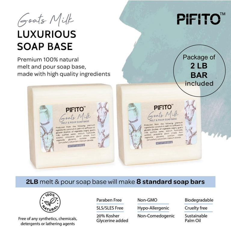 Pifito DIY Soap Making Kit │ 3 lbs Melt and Pour Soap Base (Goats
