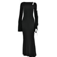 thumbnail image 3 of Vestido largo ajustado con cordones, vestido largo para mujer, vestido de fiesta elegante para club Ygjytge Negro T M para Mujer, 3 of 8
