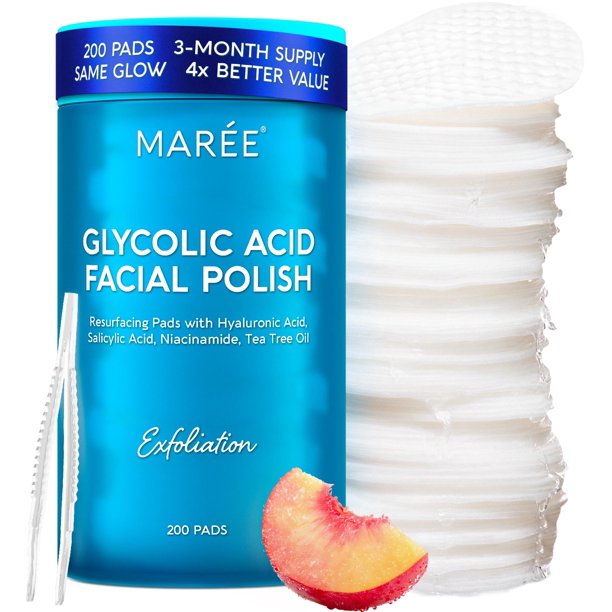 Discos faciales exfoliantes MAREE con ácido glicólico, 200 unidades