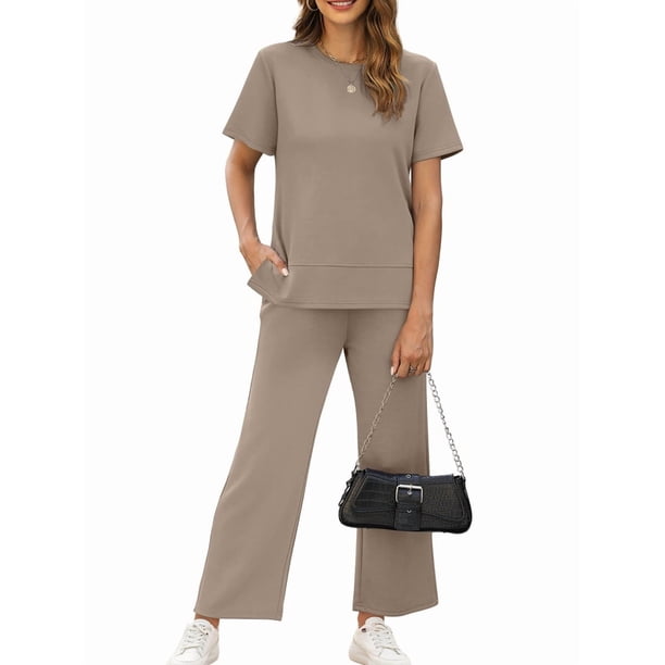 Conjunto Deportivo de Dos Piezas para Mujer, Informal, de Corta y Pantalón . Caqui S