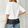 thumbnail image 6 of CUSTG Casual Shirts For Women Simple Solid Color Short Sleeve Women Summer Lace Trim Round Neck Loose Fit Tee Shirt Blouse Cozy Tops, 6 of 8