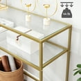 thumbnail image 3 of 39.4" Console Sofa Entryway Table Glass Table with Adjustable Feet Narrow Glass Table 2 Shelves for Bedroom Living Room Hallway Gold, 3 of 7