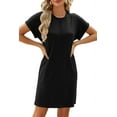 thumbnail image 2 of Womens Summer T Shirt Dress Casual Cap Sleeve Crewneck Loose Shift Mini Dresses Black XL, 2 of 9