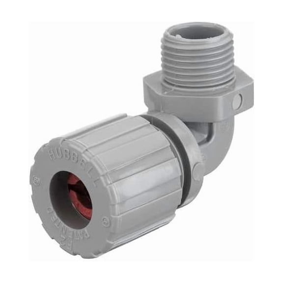Hubbell Wiring Device-Kellems Liquid Tight Connector,1/2in.,90 deg,Red NHC1021CR