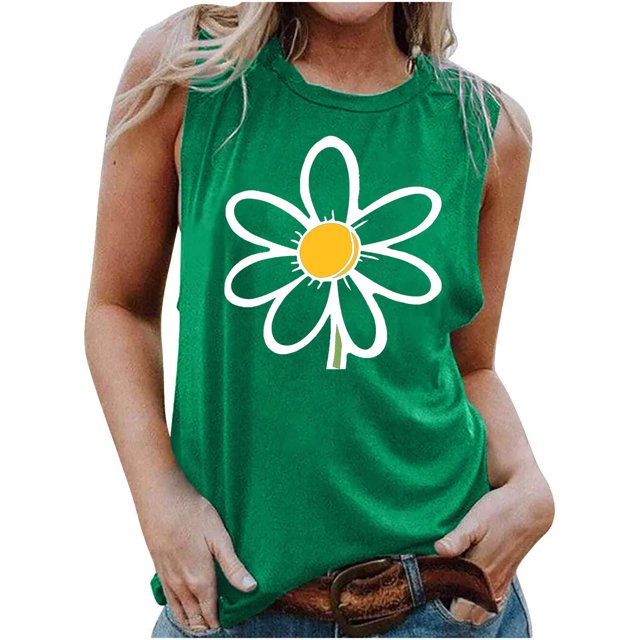 LSLJS Womens Blouse Sans Manches Imprimée Décontractée Mode Femme Col Rond Sexy Slim Pull Tops, Tank Tops