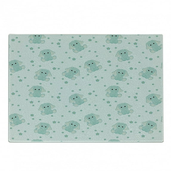 Animal Cartoon Cutting Board, Young Agedin Spring Meadow Daisies Theme, Decorative Tempered Glass Cutting and Serving Board, Small Size, Pale Blue Pale Blue, by Ambesonne
