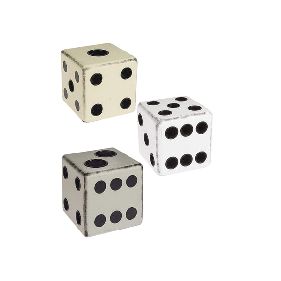 Ganz Roll The Dice 6-Sided Candleholders - Three Piece Set of Tea Light or Taper Candle Holders