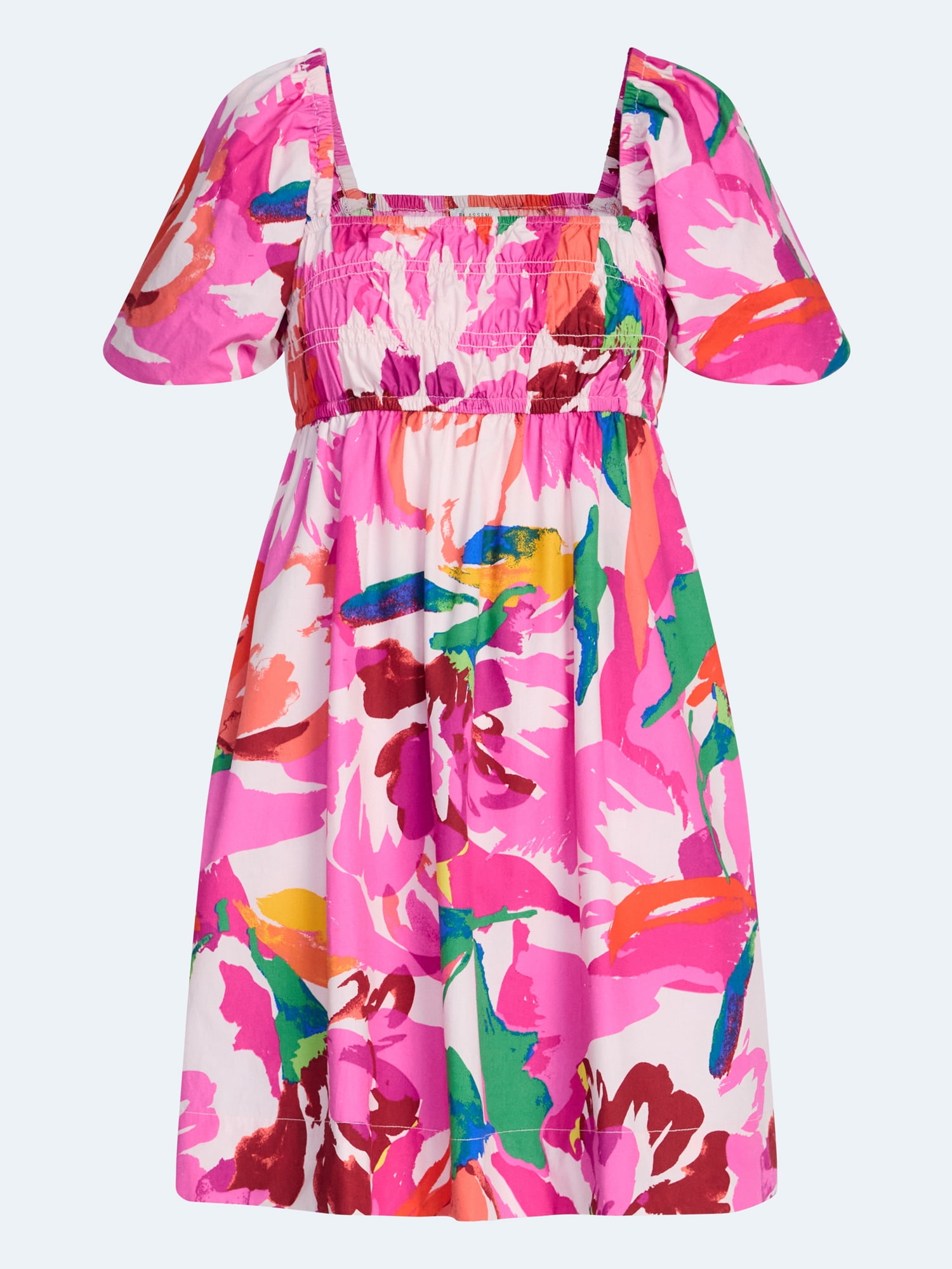 Free Assembly Women's and Women's Plus Puff Sleeve Peasant Mini Dress, Sizes XS to 4X