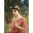 thumbnail image 2 of Charles Amable Lenoir 19x24 Gold Ornate Framed and Double Matted Museum Art Print Titled - A Young Woman Playing an Aulos, 2 of 4