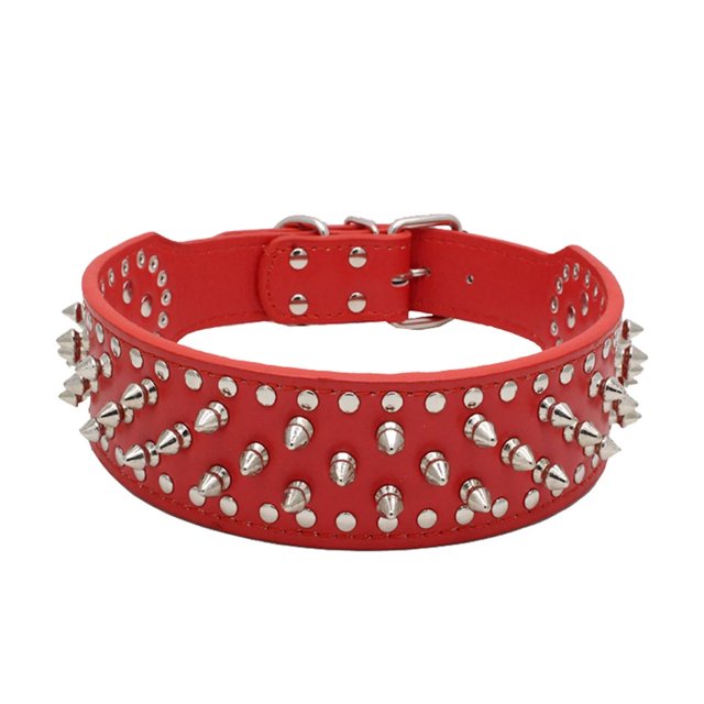 Leather Dog Harness Spiked Studded Dog Pet Collar Harness and Chain Leash Set for Medium Large Xlarge Breeds Pitbull Mastiff ShopWise Round