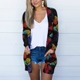 thumbnail image 3 of Cardigan à Col en V Imprimé Papillon pour Femmes Manches Longues avec Poches, 3 of 7