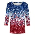 thumbnail image 4 of Cavosen American Flag Shirt Women Patriotic 3/4 Sleeve Crew Neck Tops USA Star Striped Print T Shirts Lady XL Independence Day Casual Shirts Funny 4th of July Tunic Tees 2025 Patriotic Outfits, 4 of 5