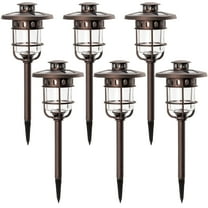 FKHouse Outdoor Solar Bronze Path Lights Outdoor, Solar Powered Integrated LED Pathway Light, 6 Pack