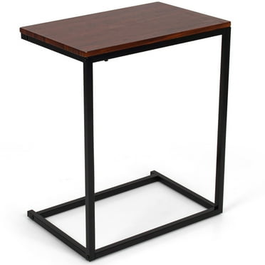 Resenkos 26 Inch Beside Sofa Laptop Holder End Stand Desk, Side End Table Coffee Table for Living Room, Brown