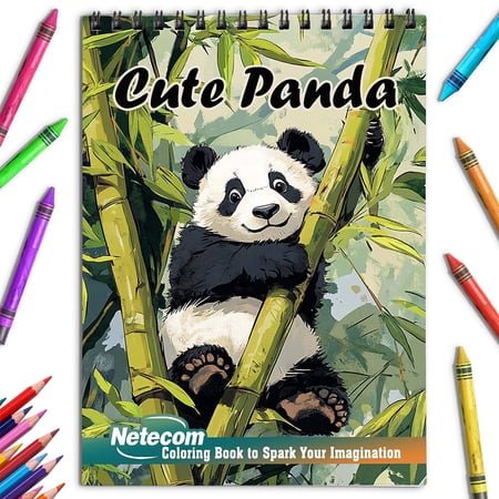 Netecom Cute Panda Coloring Book for Adults Spiral Bound Soft Cover