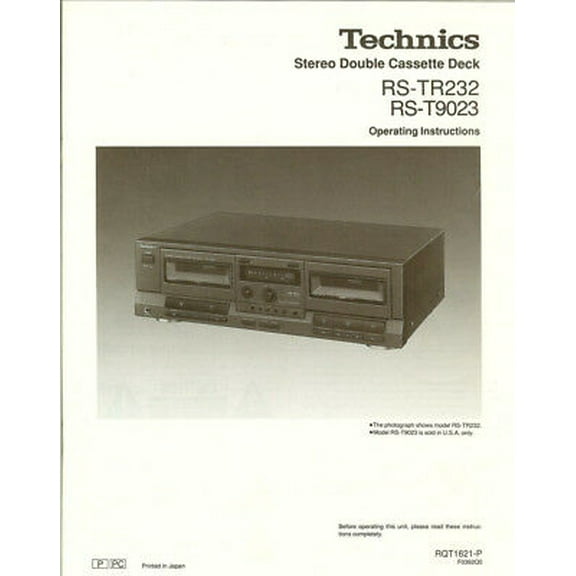 Technics RS-TR232 RS-T9023 Cassette Deck Owners Instruction Manual REPRINT