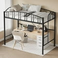 thumbnail image 4 of Loft Bed Twin Size, Heavy Duty Metal Loft Bed Frame with Arched Guardrail and Safety Ladder, Space-Saving, No Box Spring Needed, Matte Black, 4 of 8