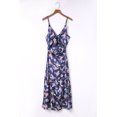 thumbnail image 1 of ABPHQTO Vestido largo de mujer con nudo en el busto y estampado floral azul con abertura, 1 of 5