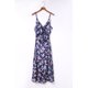 thumbnail image 1 of ABPHQTO Vestido largo de mujer con nudo en el busto y estampado floral azul con abertura, 1 of 5