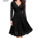 thumbnail image 4 of Vestido de encaje elegante para mujer, minivestido Vintage de manga larga con cuello en V, liso, ajustado, para fiesta y Club nocturno, 2024, 4 of 5