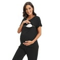 thumbnail image 4 of WBQ Womens Maternity Nursing Pajama Set Short Sleeve Top & Long Pants Breastfeeding Sleepwear Pajamas, 4 of 8