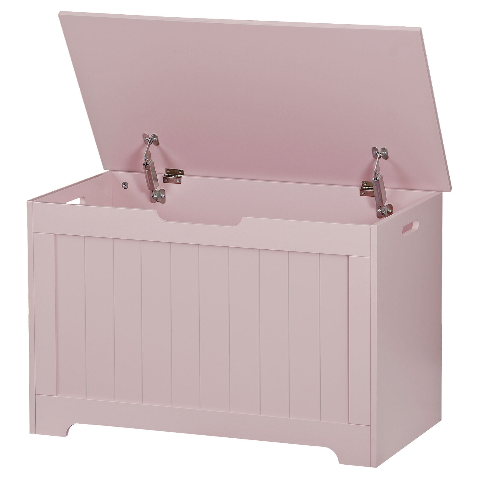 Wooden Toy Chest Lift Top Entryway Storage Box Bench Safety Hinged Lid Pink