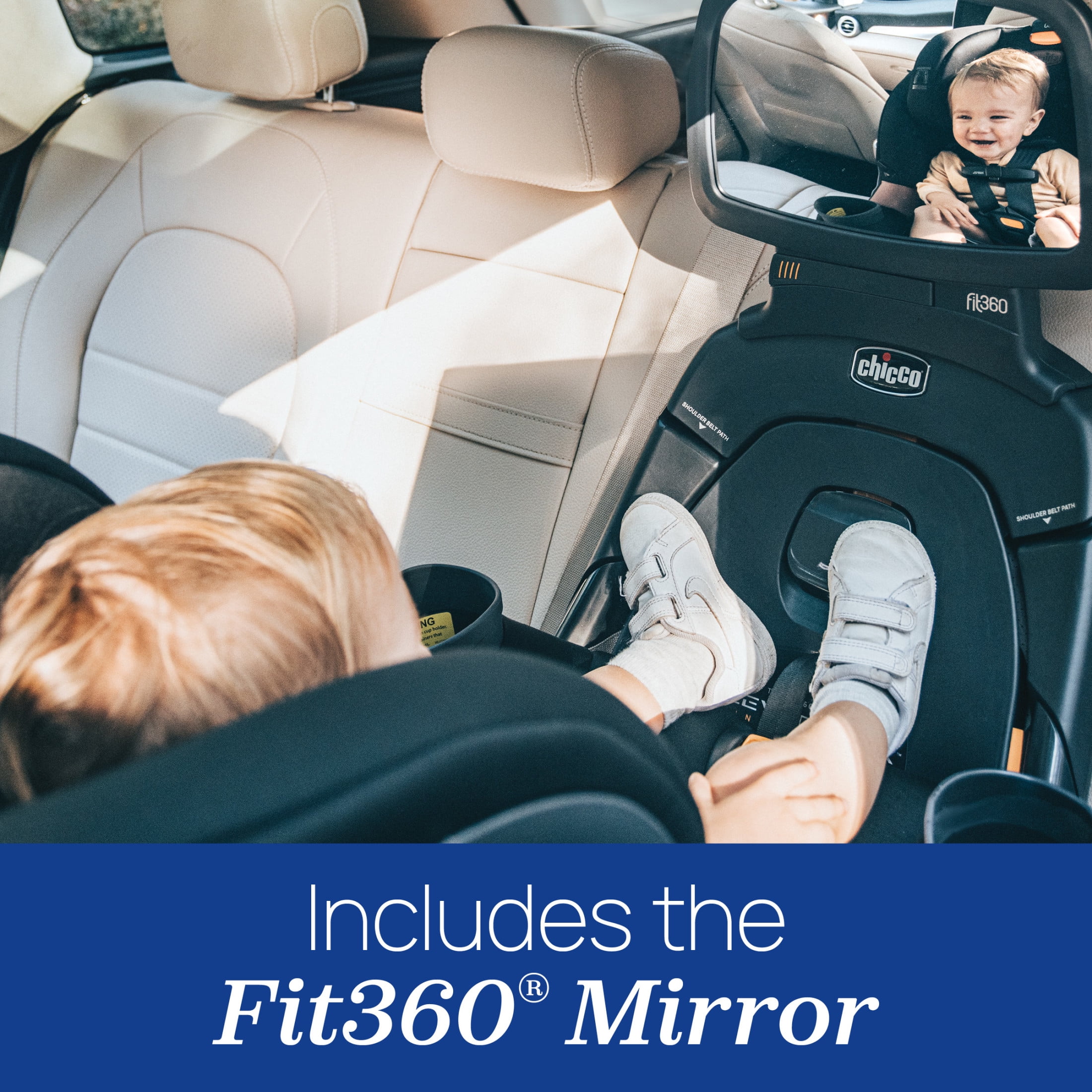 Chicco Fit360® Zip ClearTex® Rotating Convertible Car Seat with Fit360® Mirror for Infants and Toddlers - Jet (Black), New