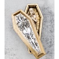 Vampiress Dracula Queen Bride Figurine With Floral Heart Sword Coffin Casket Box