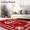 thumbnail image 2 of ODIKA 5'x7' Machine Washable Non-Slip Area Rug, Let It Snow With Snowflake Burst Interlocking Motif Winter Art High Traffic Rug with Pad, Red, 647005, 2 of 8