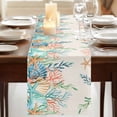 thumbnail image 3 of Table Runners 108 Inches Long Dress Scarves, Summer Ocean Farmhouse Coffee/Dining/Kitchen Table Runner for Living Room, Watercolor Coastal Coral Shell Seaweed Beige 13x108 Inch, 3 of 9