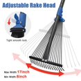 thumbnail image 3 of Rake for Leaves with 18 Metal Tines 10-18" Expandable Head Rakes Adjustable Handle for Lawn Leaf Rake Yard Tools for Collecting Leaves, Grass Clippings, Garbage Blue, 3 of 9