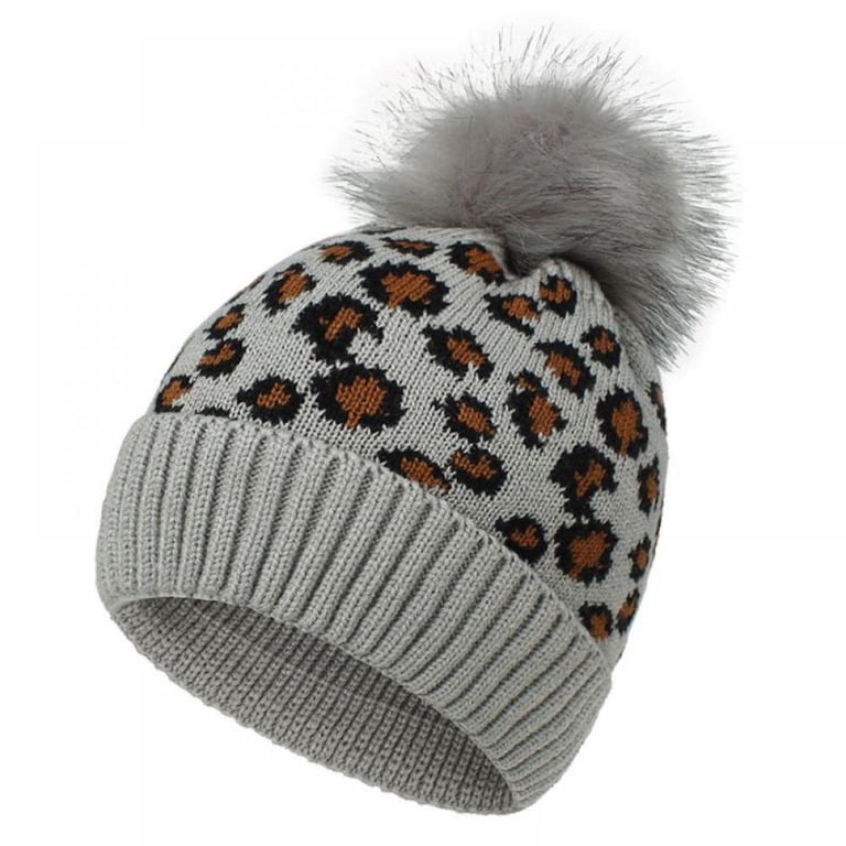 Womens Winter Knitted Beanie Hat with Faux Fur Pom,Woolen  display picture 3
