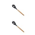 thumbnail image 3 of relayinert Kitchenware Wooden Handle Silicone Shovel Spoon Colander Brush Spatula Tool Spaghetti spoon 2Set, 3 of 6