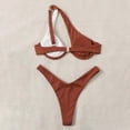 thumbnail image 4 of UTSJKR Savings Women's Sexy Cutout One Shoulder Bikini Underwire Padded Two Piece Bathing Suit Cheeky Thong Brazilian Swimsuit Coffee S, 4 of 5