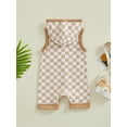 thumbnail image 4 of Suealasg Infant Baby Boys Summer Bodysuit Short Sleeve Round Neck Checkerboard Print Hoodies Jumpsuit Newborn Boy Summer Casual Rompers Clothes, 4 of 8