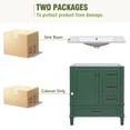 thumbnail image 6 of EUROCO 30" Modern Bathroom Vanity Cabinet Solid Wood with Top Basin,Bathroom Storage Cabinet with Soft Closing Door and 3 Drawers,Green, 6 of 9