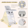 thumbnail image 4 of Costway Trona para Niños y Bebés Silla Alta de Comedor Plegable con Ruedas Doble Bandeja Removible Cojín en PU Altura Regulable 89 x 57 x 105 cm Gris, 4 of 7