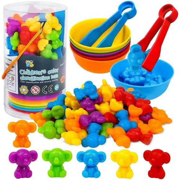 MesaSe Rainbow Counting Koalas Set 48pcs Montessori Educational Sorting Bears Toys with Matching Sorting Bowls Preschool Baby Bear Counters Math Games for 3 Year Old Kids Toddle