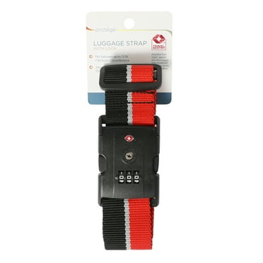 Protege Luggage Strap with Lock, Polyester, Red and Black, 72 in