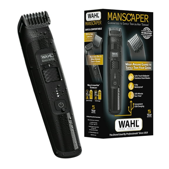 Wahl Manscaper Rechargeable Body Groomer for Men, Waterproof, Lithium Ion Battery, 1pc, Black - 5618-100