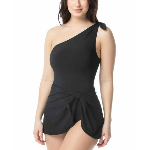 Contours by Coco Reef Women's Sarong One-piece Swimsuit (14/38C, Black)