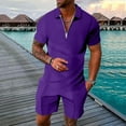 thumbnail image 4 of PEASKJP Polo Shirt Men's Shirt and Shorts Set Summer Outfits Casual Short Sleeve Suit for Men 2 Piece Shorts Tracksuit Set (Dark Gray,XXL), 4 of 5