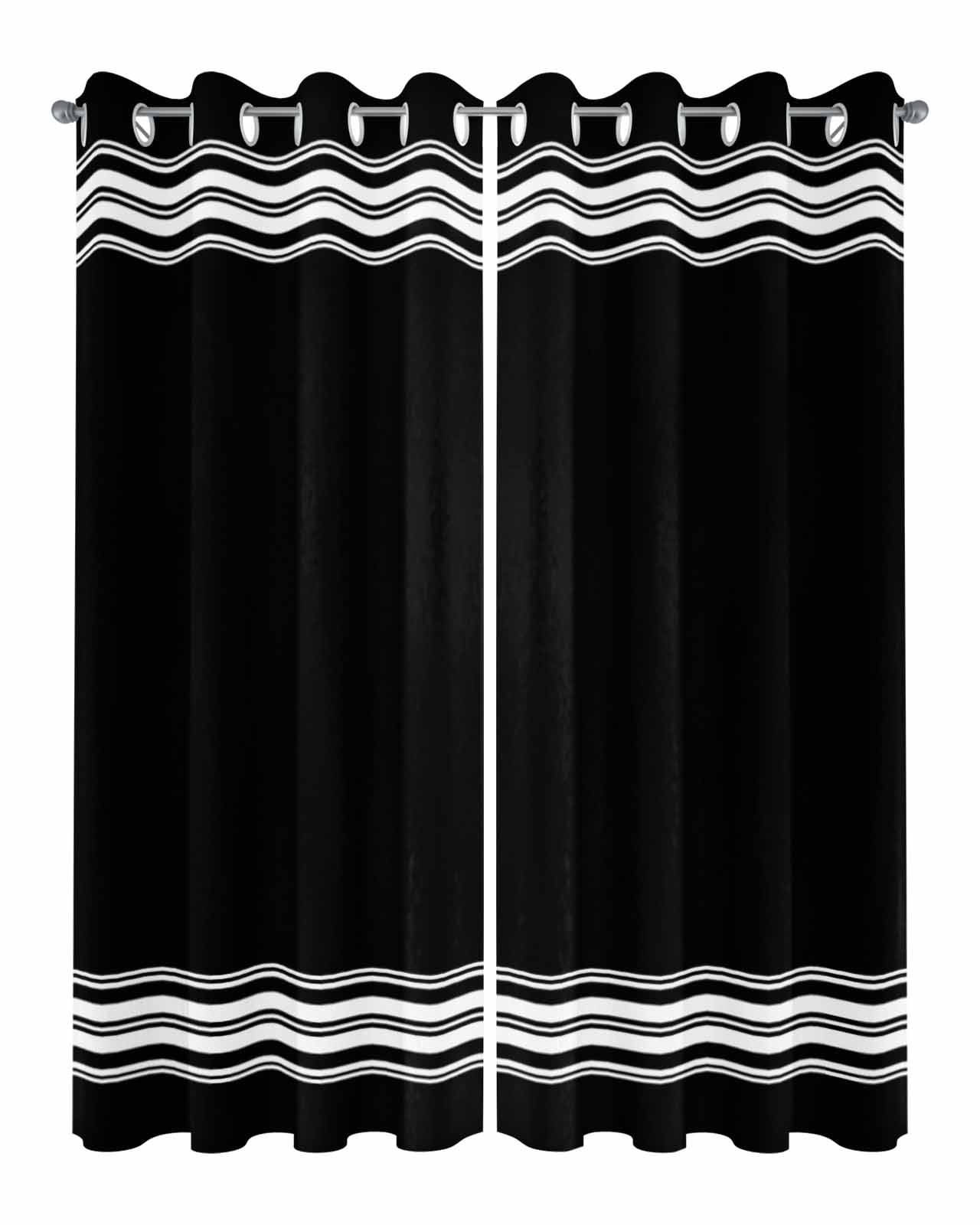 Outdoor Curtains for Patio, Black Striped Waterproof Blackout Outside Curtain for Porch/Pergola/Gazebo, Farmhouse Black White Stripes Thermal Insulated Drapes for Cabana, 2 Panels, 54 x 108 Inch