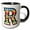 Black/White, variant on 3drose, Colorful Image of Marquee Lights Monogram R, 11oz Two-tone Blue Mug